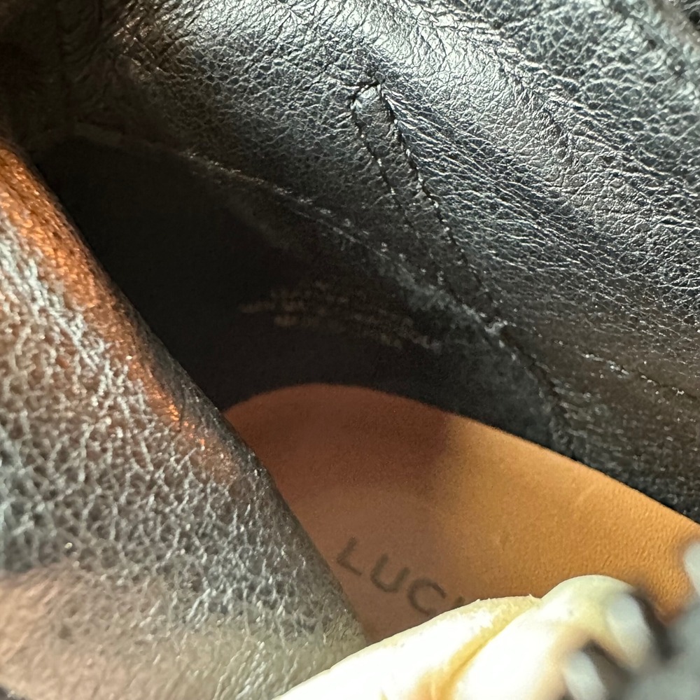Lucky Brand Womens Black Suede Wedge‎ Ankle Boots Side Zip Almond Toe 8M - Picture 9 of 9